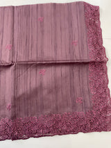 Blended tussar saree with cutwork - MSHK678 DarkMauve