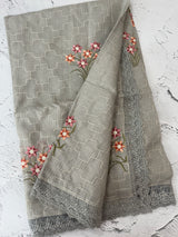 Silky kota embroidery saree MSK4359 Grey