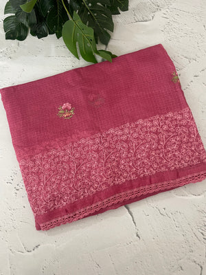 Kota checks embriodery saree MS7689 DarkPink
