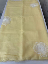 Crush Organza saree with applique work MBS677 Yellow