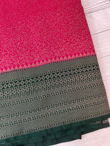 Banarasi semi katan saree with contrast border MS6665 - Pink to Green
