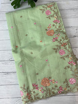 Mul chanderi saree with embriodery borders MSH113