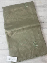 Tissue silk saree with foil work and cutdana scalloped border 
MTSS432 - DuskyGreen