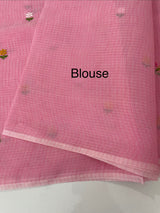 Kota checks saree with embroidery MS7680 Pink