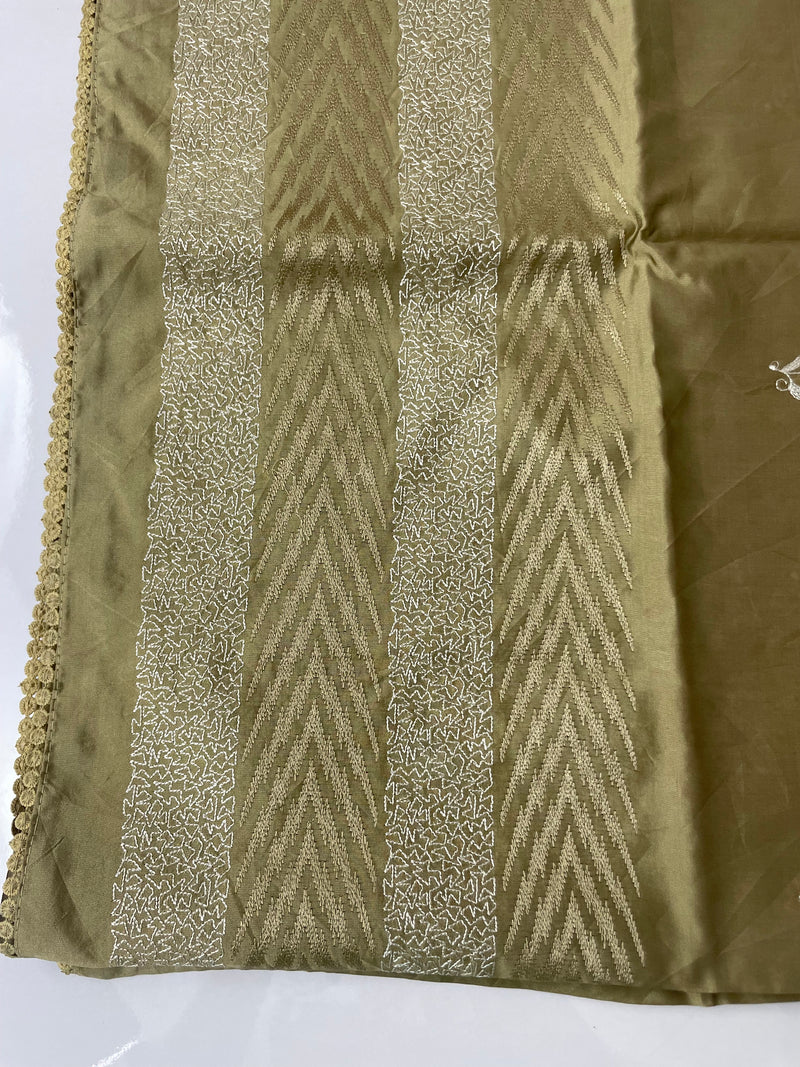 Art silk saree with thread work MAS767 - KHAKHI GREEN