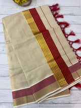 Kerala gold tissue saree - Red(2) SSRLMRH