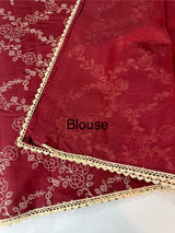 Blended tussar silk saree with embroidery- MSH158 MaroonRed