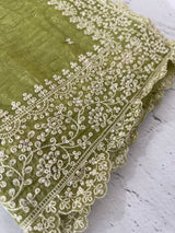 Soft crush Organza saree with embroidery and pearl work MS14790