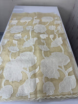 Semi organza saree with appliqué work - MSH906- Beige