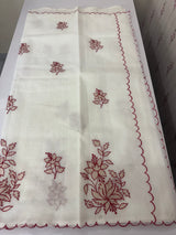 Kota Moonga checks Applique work saree  MSH286- White to Red