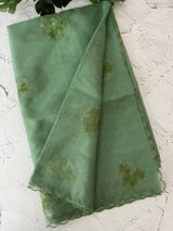 Organza saree with embroidery - MSH375 JadeGreen