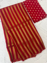 Viscose Georgette saree with blouse MS4588 Red