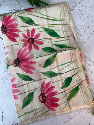 Soft semi silk saree with digital prints and zari weaving MSR690