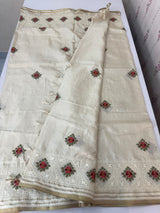 Blended soft tussar silk saree MS90543- Cream