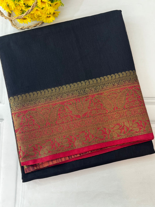 Jute silk sarees with contrast pallu & blouse MJL396