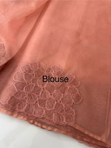 Semi organza saree with embroidery & scallop border - MSH901 Peach