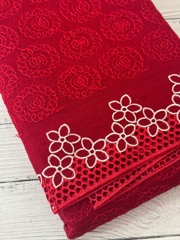 Phulkari Kota embroidery saree with cutwork- MCBV67 RED