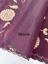 Viscose organza saree with applqiue work - MSH930 Wine