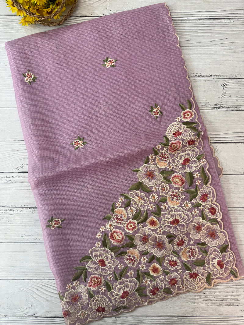 Soft kota silk saree with embriodery work MS89432