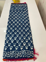 Pure mul cotton hand block printed saree SKSRMY