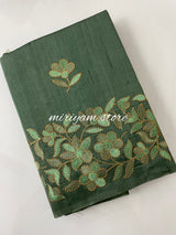 Matka tussar silk saree- MTKA616 JADE GREEN