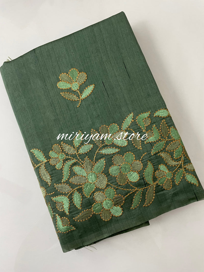 Matka tussar silk saree- MTKA616 JADE GREEN