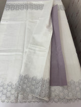 Crushed Matka Blended Tussar silk saree with cutwork borders MS4890 White