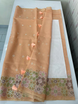 Soft Kota tissue silk saree with embriodery work MS49887 Peach