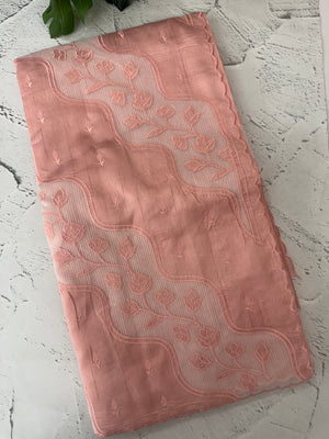 Blended Tussar silk saree with applique work- MSH225 PastelPeachPink