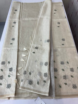 Blended soft tussar saree with embriodery - MS8186 Cream