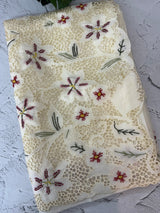 Blended Satin finish Tussar silk saree with  cutwork- MS16071 Offwhite