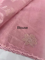 Viscose organza saree with applqiue work - MSH238 PastelPink