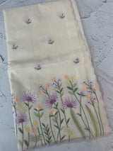 Mul chanderi embriodery saree with scalloped borders MSH176