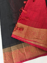 Jute silk sarees with contrast pallu & blouse MJL396