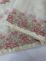 Organza saree with prints & hand embriodery work MS15333