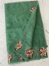 Organza saree with embroidery borders- MS7891