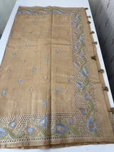 Cutwork Blended tussar saree MSH228 Chiku