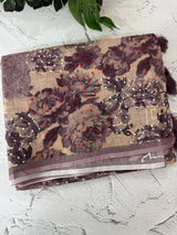 Tissue linen saree with digital prints and knot embroidery MLS3901
