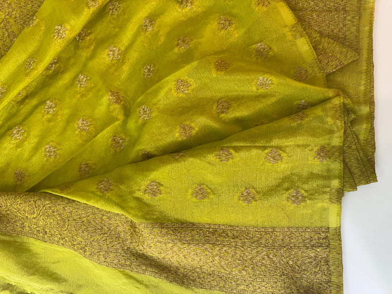 Semi banarasi Khaddi Georgette saree (Design 6)- MKGS174 OLIVE