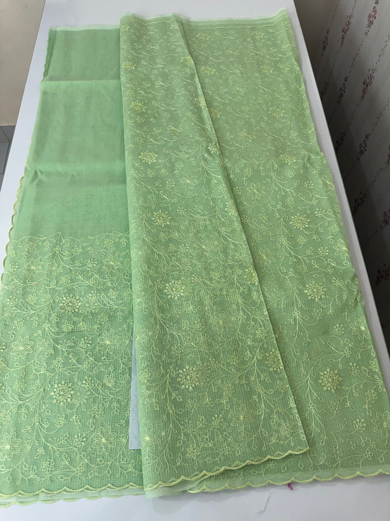 NetKota thread work saree MSH106 - Pastel PistaGreen