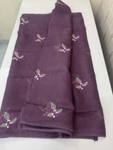 Kota  checks saree with embroidery - MS7679 DarkMauve