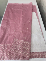 Glassy tissue organza saree with embroidery FKSF133- PastelPink