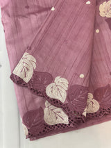 Embroidered Crepe blended tussar silk saree MS14473 DuskyPink