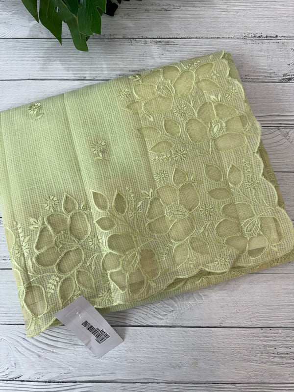 Soft kota silk saree with applique work MS85432 PastelGreen