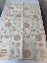 Mul chanderi tissue applique work saree MSH139 (1)- Offwhite