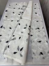 Kota Moonga checks saree with thread work MSH294 - White to Black