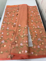 Kota Supernet embriodery saree SHSNYNM- Peach