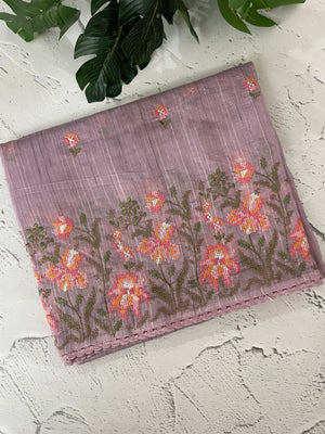 Blended matka Tussar silk saree with embroidery MS4856