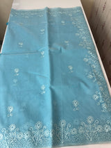 Semi organza saree with lace embroidery - MSH117 LightBlue