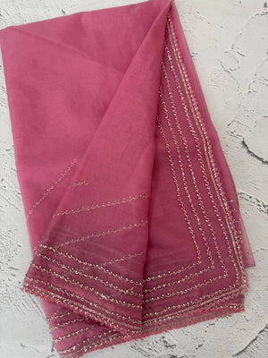 Handworked Organza saree and blouse MCW376 Pink